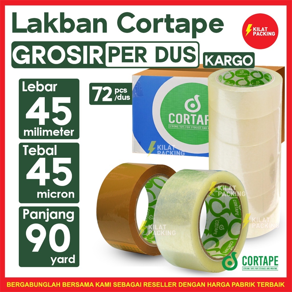 

Lakban Cortape 2 inch 45 mm (90 yard) MURAH Ekonomis Per Dus Khusus Kargo
