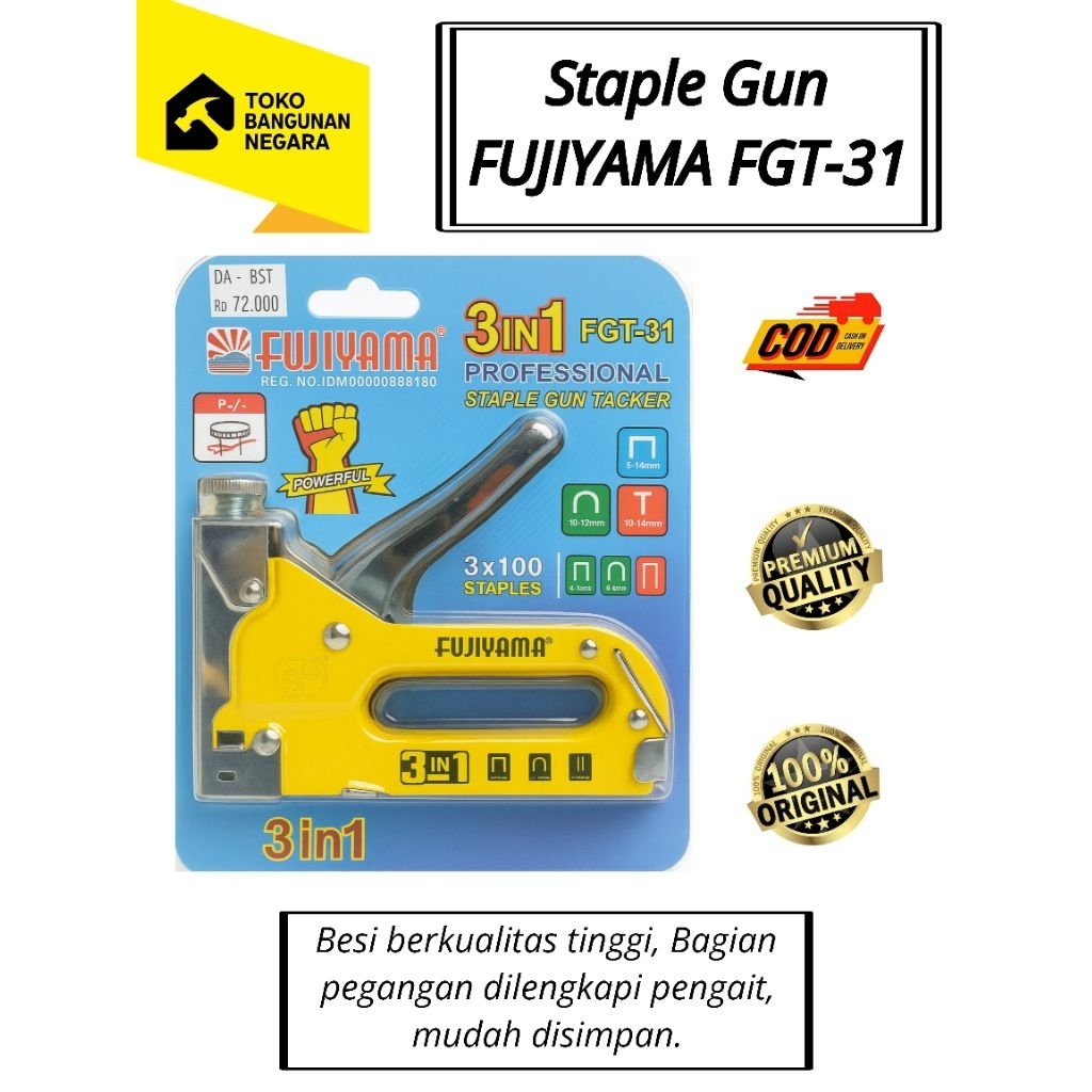 

Staples Tembak FUJIYAMA | Staple Gun Tacker FGT-31 | Alat Staples Tembak Professional FUJIYAMA FGT-31