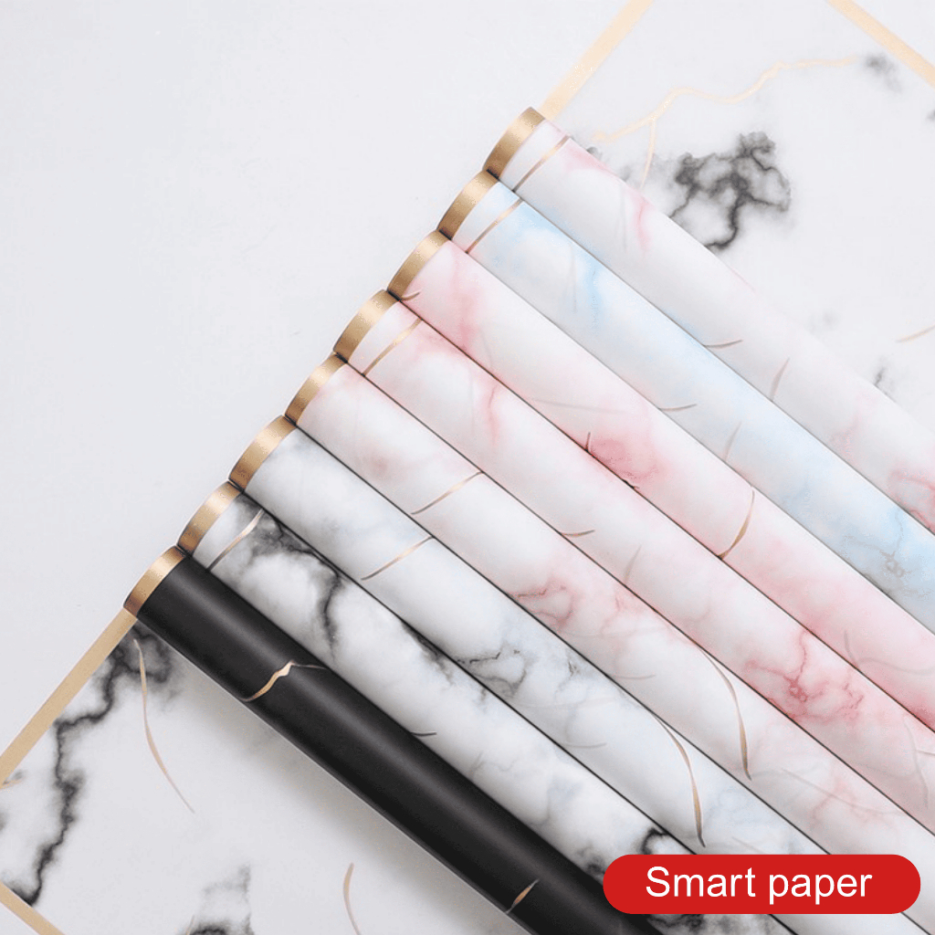 

Isi 20 LEMBAR Kertas Bunga Buket Gold Line Marble Flower Wrapping Cellophane Waterproof KB014