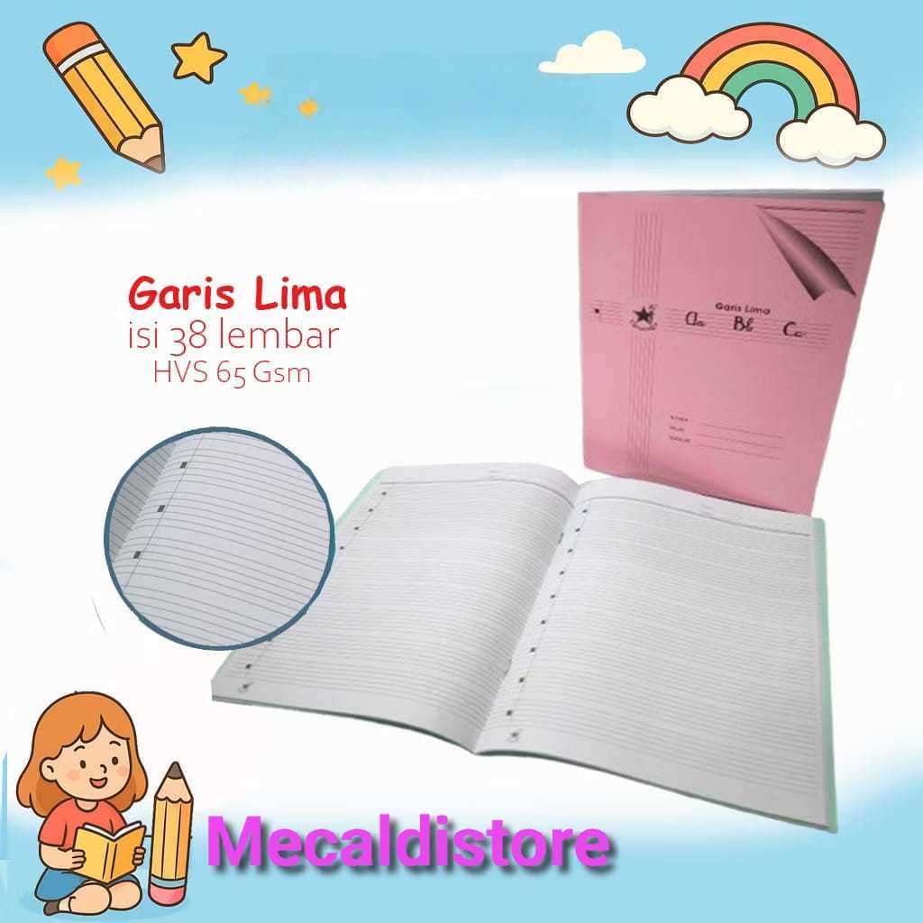 

BUKU TULIS GARIS LIMA BINTANG OBOR 38 LBR GROSIR (1 PACK 10 BUKU) TERMURAH