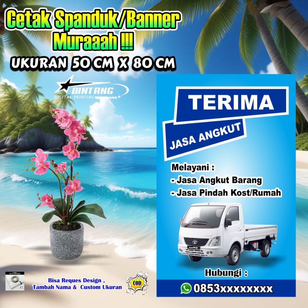 Spanduk Banner Jasa Angkut Barang Ukuran 50 cm x 80 cm