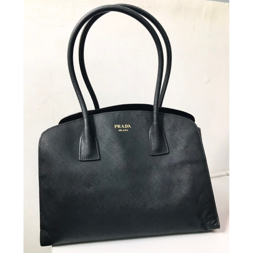Tas Tote Bag Big Black Kulit Safiano PL