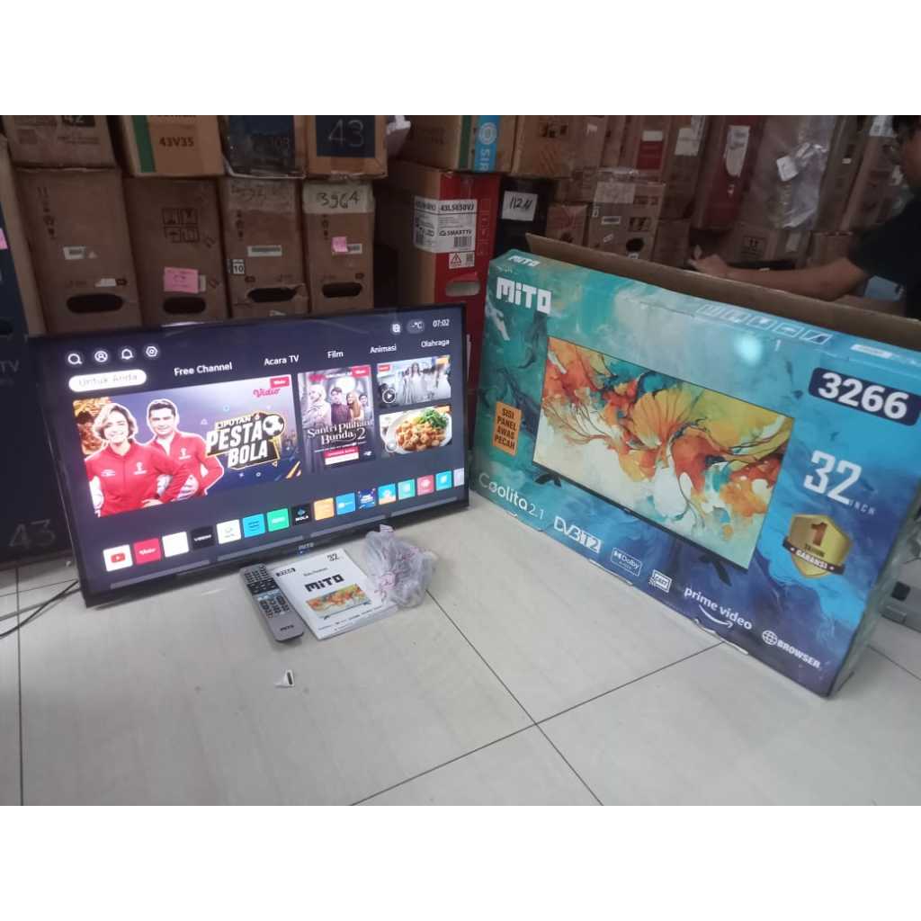 [+free palet kayu] TV SECOND MITO 32 INCH SMART TV YOUTUBE+ DIGITAL KONDISI NORMAL SIAP PAKAI 5462F