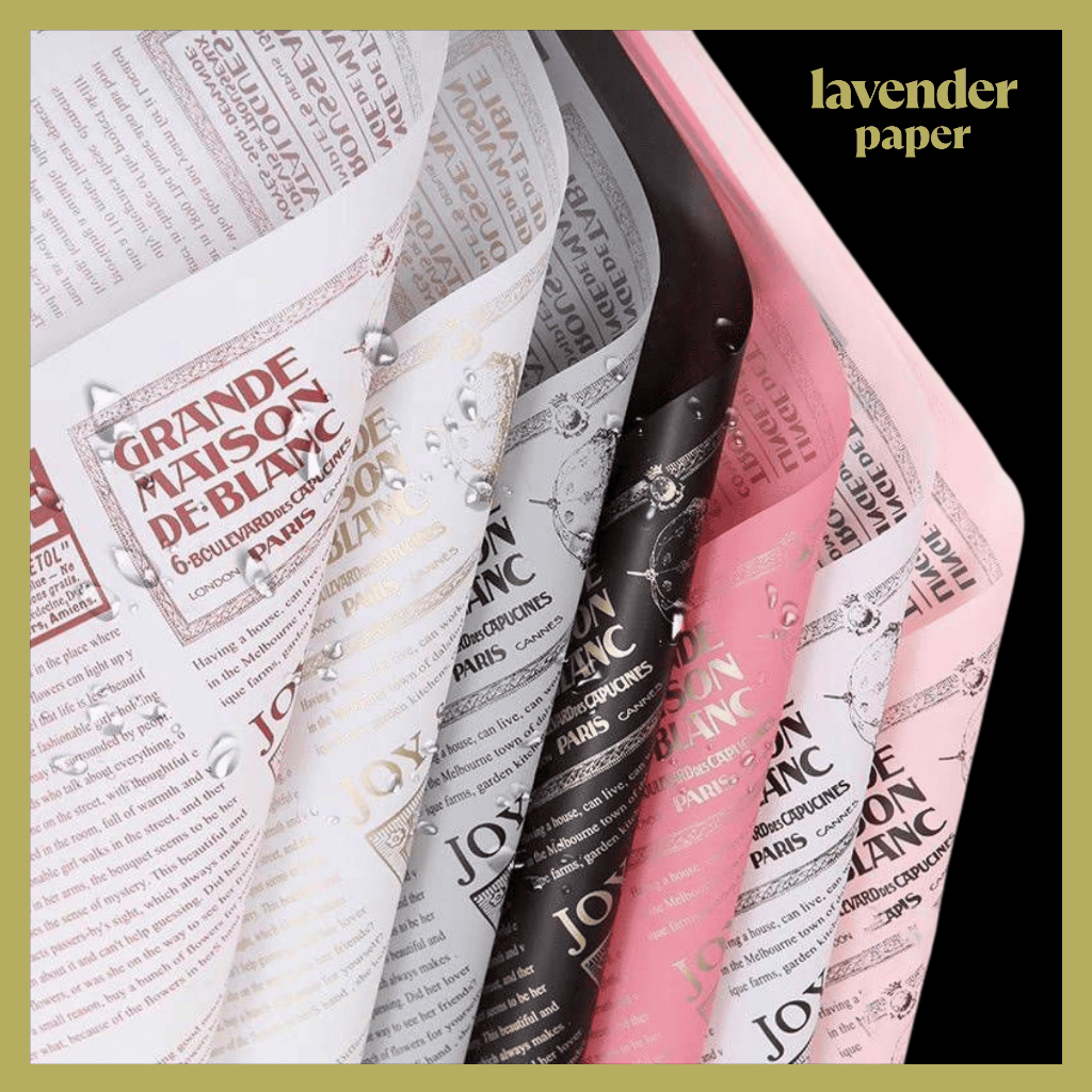 

Isi 20 LEMBAR Flower Wrapping Paper Waterproof Motif Koran Newspaper Kertas Buket Bunga Cellophane KB012