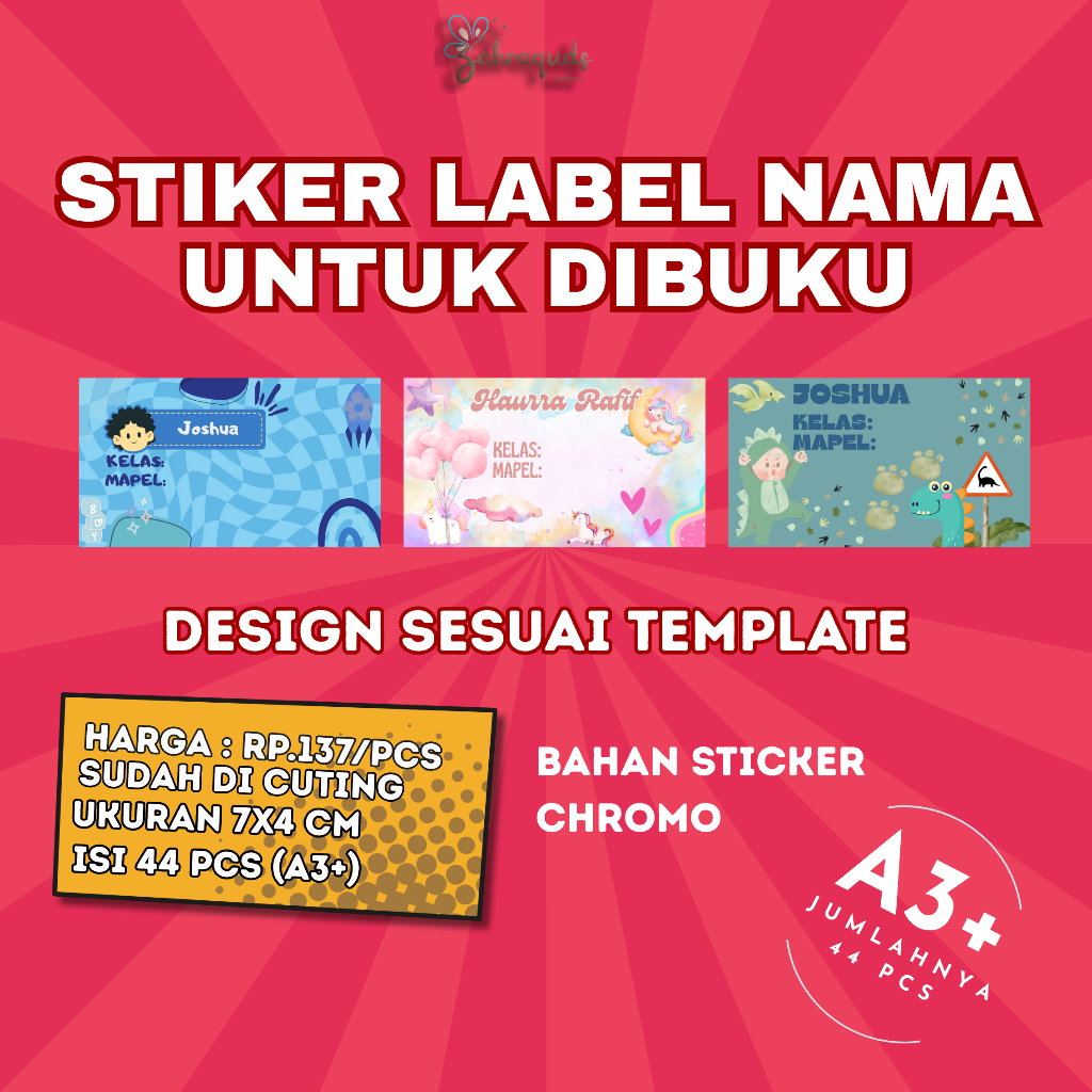 

Stiker Nama Buku – Glossy, Praktis, Menarik + cutting