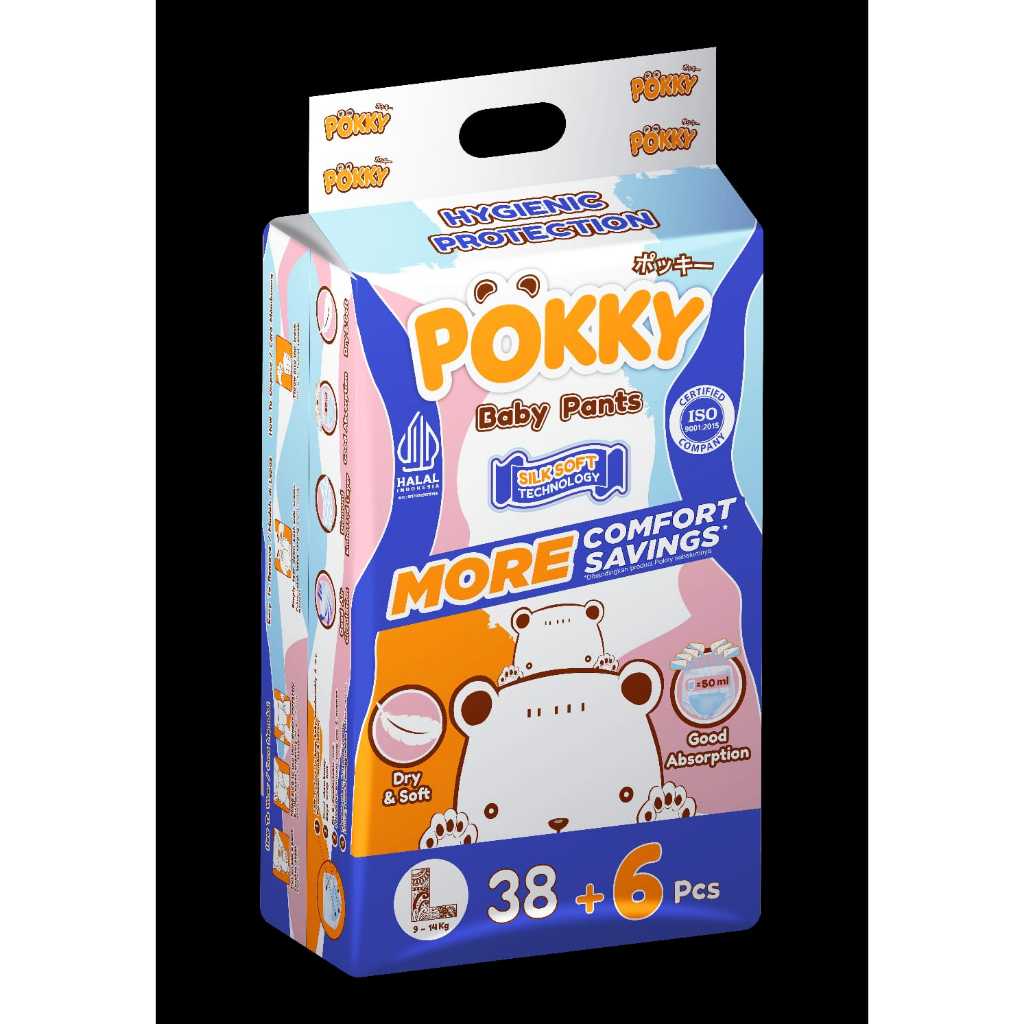 POKKY BABY DIAPERS PANTS L38+6
