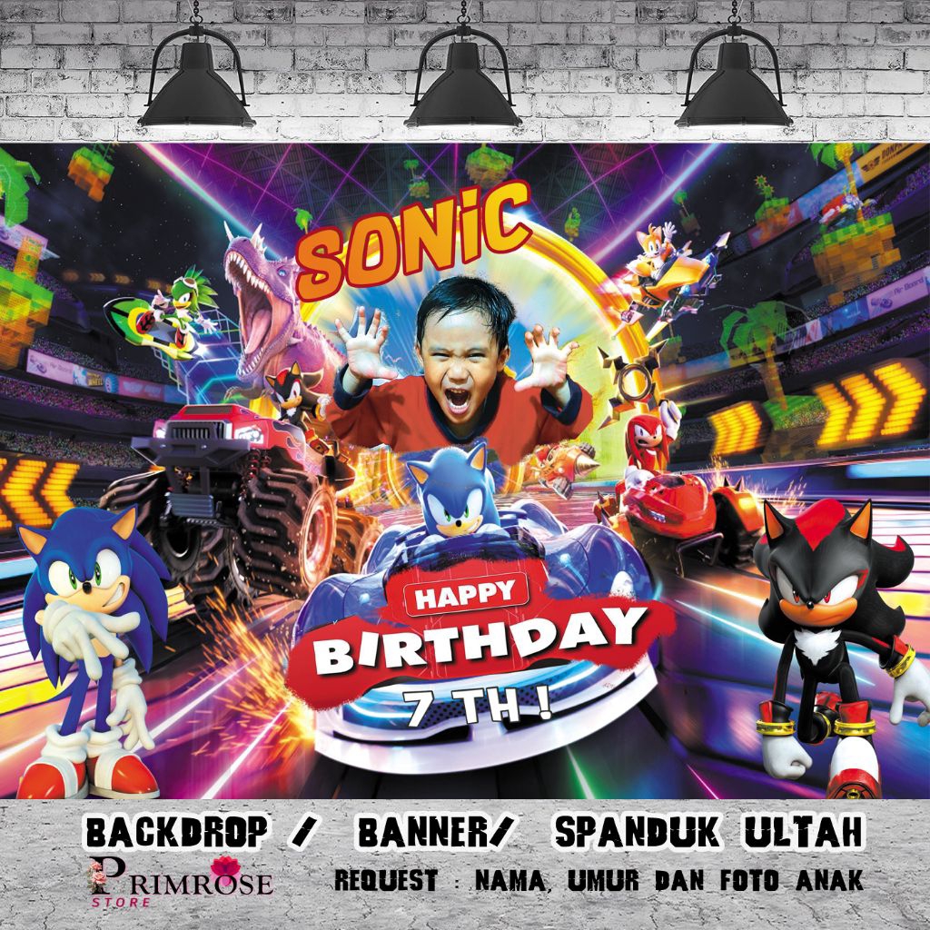 spanduk ulang tahun spanduk birthday sonic car racing spanduk ultah avenger mobil spiderman hewan la