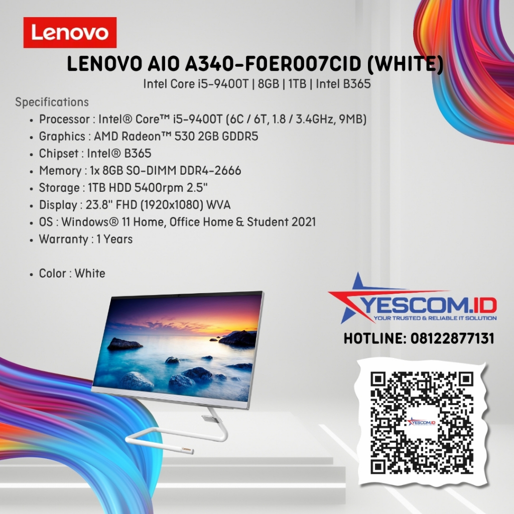 LENOVO AIO A340-F0ER007CID (White)