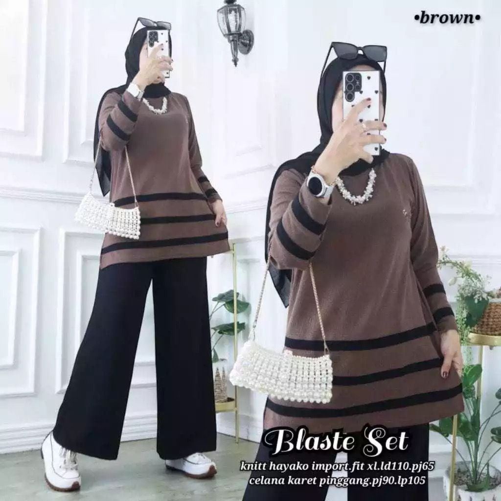 Blaste set polos crinkle airflow LD 110 // One set wanita polos // set wanita