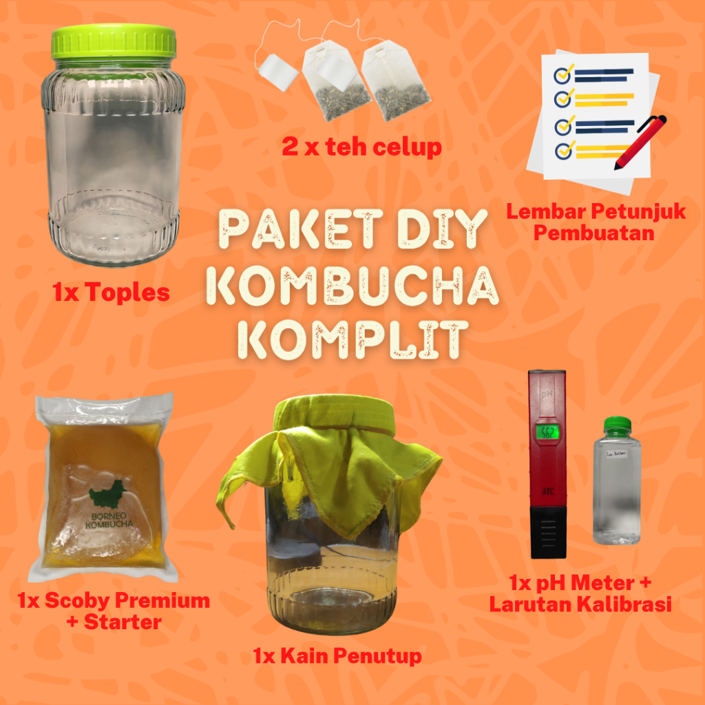 

KIT DIY BORNEO KOMBUCHA KOMPLIT , FERMENTASI KOMBUCHA, PAKET SCOBY PREMIUM,PAKET PEMULA LENGKAP