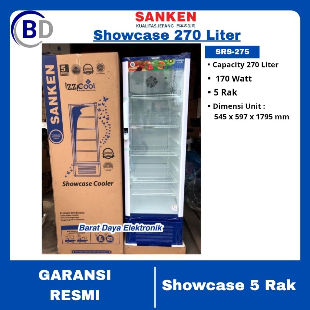 SHOWCASE / PENDINGIN SANKEN SRS - 275 SHOWCASE TINGGI 5 RAK