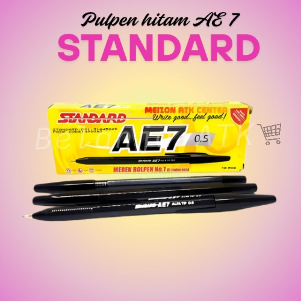 

[per pak] Alat tulis pulpen AE7 Standard hitam / biru 12 pcs