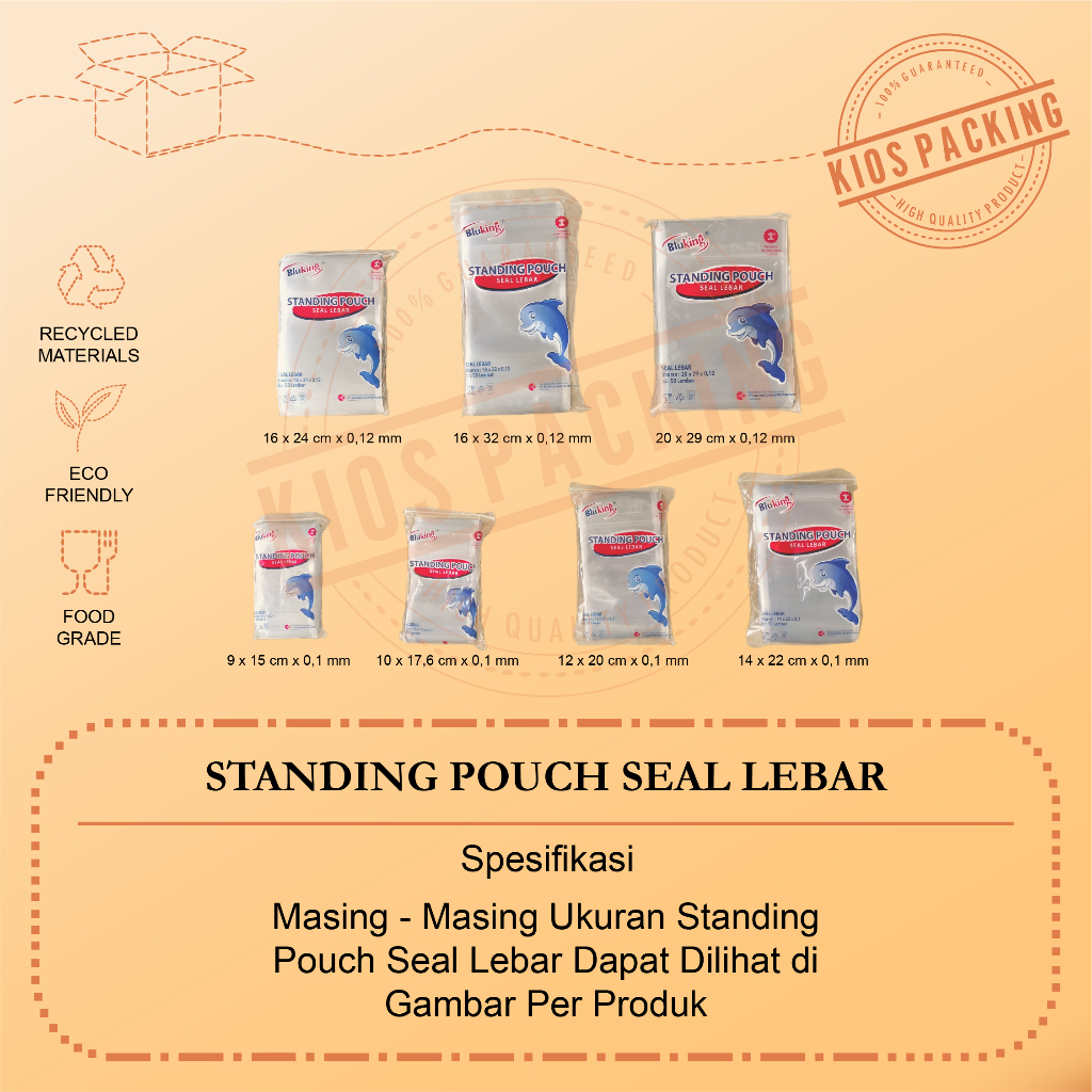 Standing Pouch Double Seal 9x15 / 10x17 Isi 50pcs  / Plastik Kemasan Snack / Plastik Klip Berdiri 9x