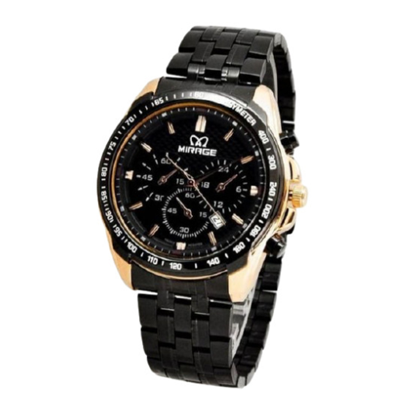 Mirage 8535 MDBBRBA Rosegold Black Man Jam Tangan Pria Original