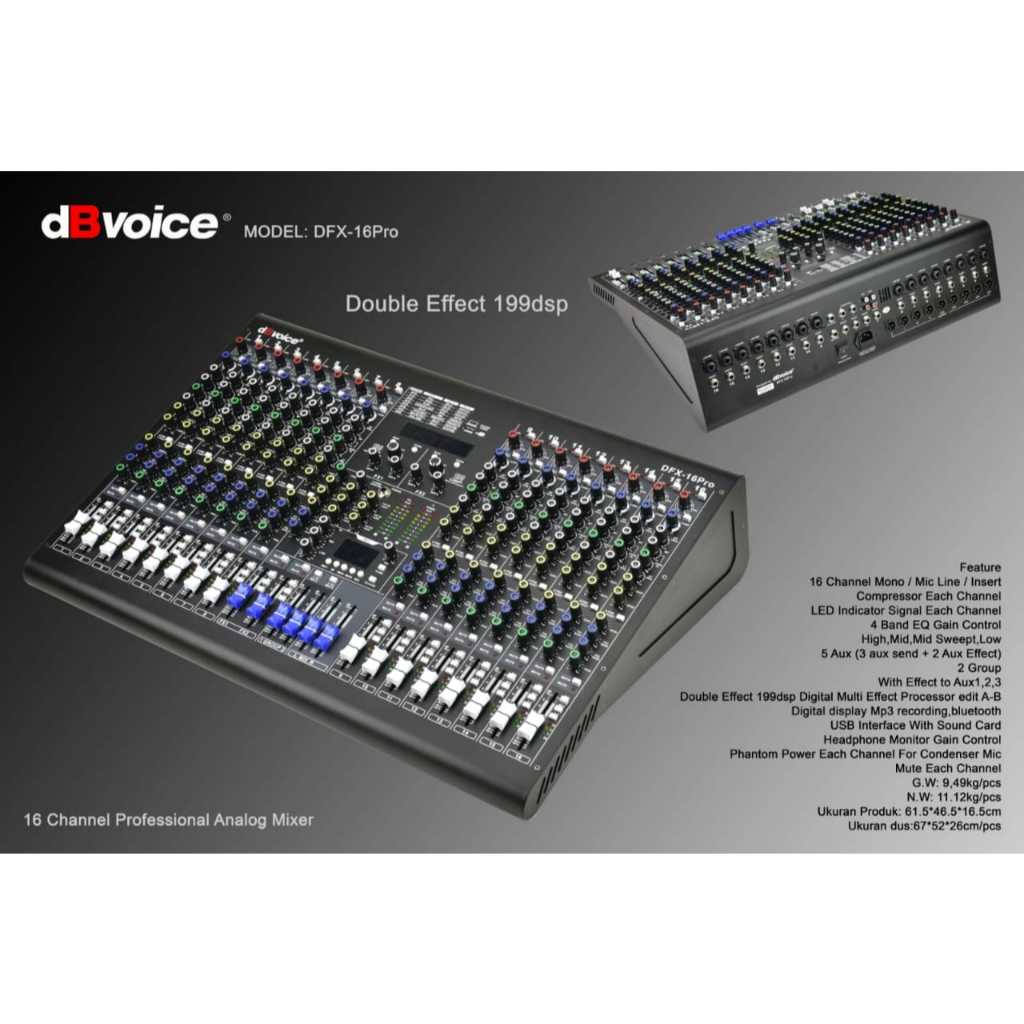 Mixer Audio dB Voice DFX 16 PRO Original 16 Channel DFX16PRO DFX 16PRO