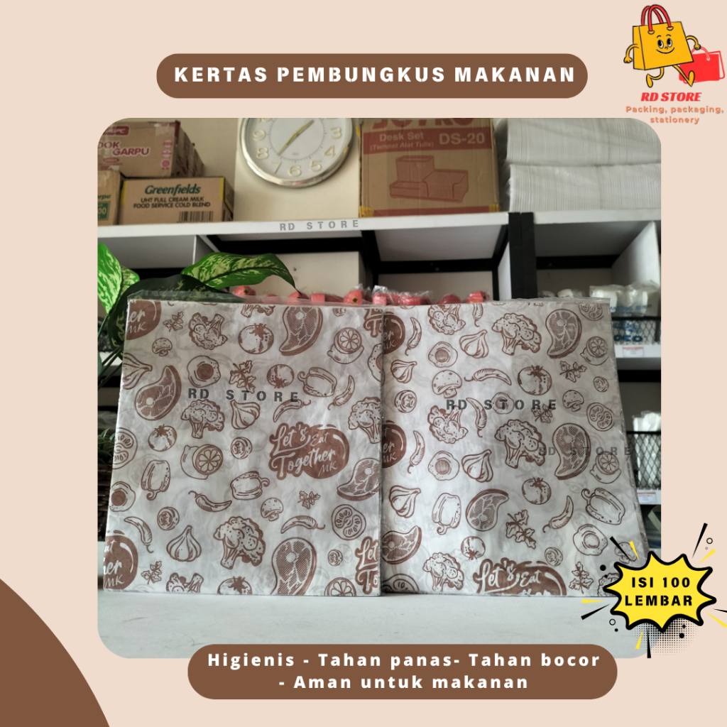 KERTAS KFC MOTIF KERTAS PEMBUNGKUS NASI KFC MOTIF ISI 100 LEMBAR KERTAS NASI KFC MOTIF KERTAS KFC