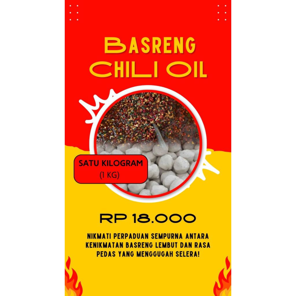 

1 KG BASRENG PLUS CHILI OIL, YANG DIJAMIN BAKALAN COCOK DILIDAH KAMU. COBA DULU BARU KOMEN