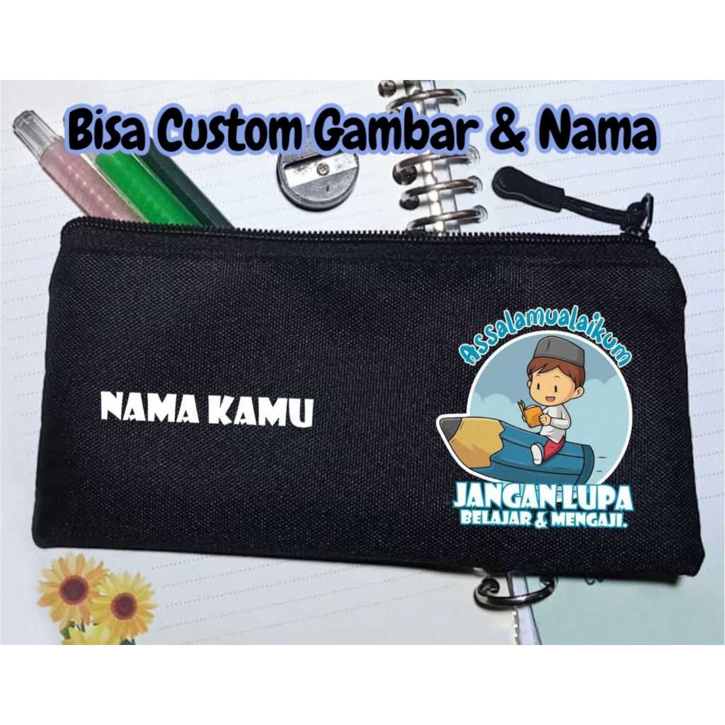 

Pouch Tempat Pensil Muslim Ngaji Hafiz Free Nama Custom Gambar