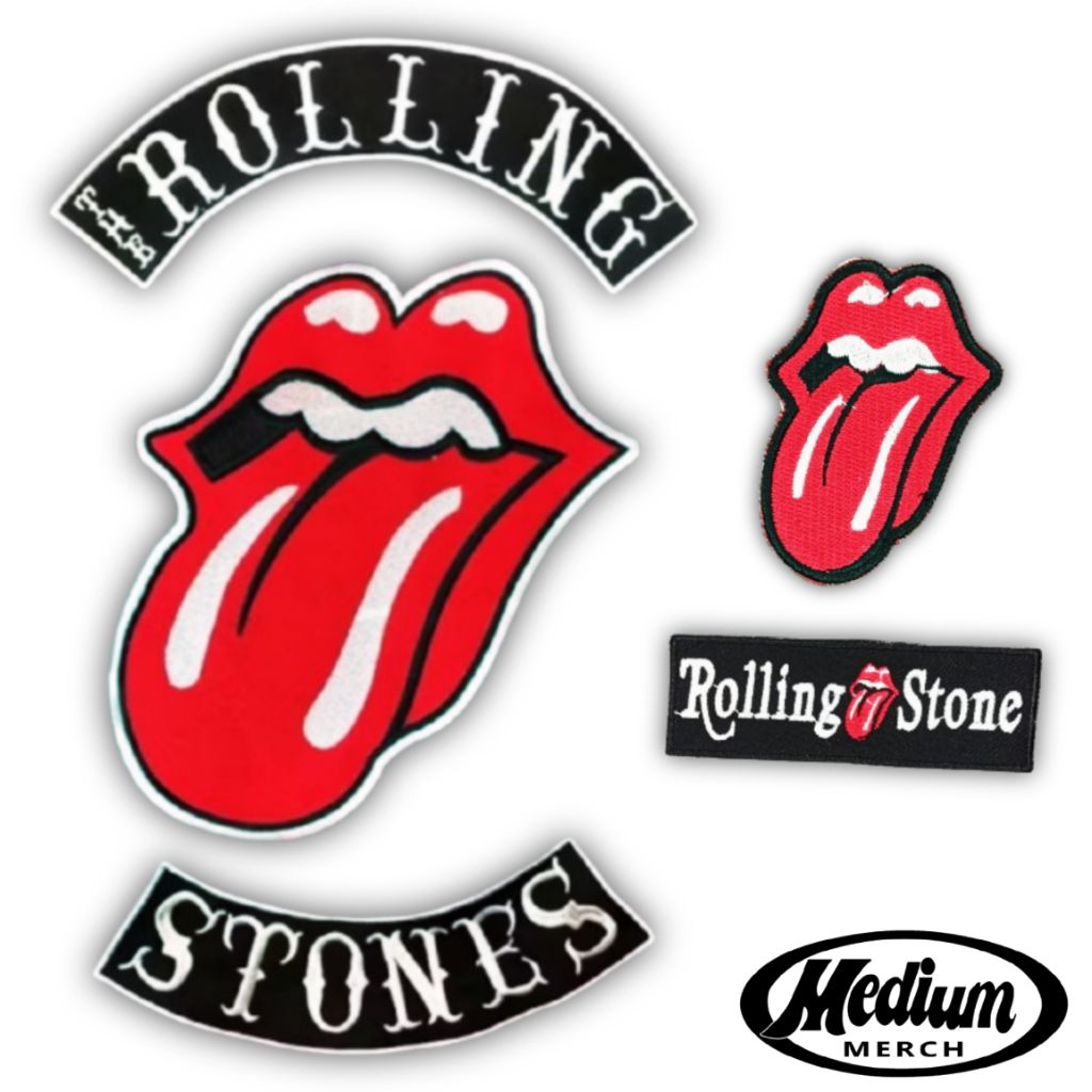 Medium - Patch Bordir Set Back Patch Band Musik Rolling Stones + Bonus Patch Bordir Emblem Kecil Rol