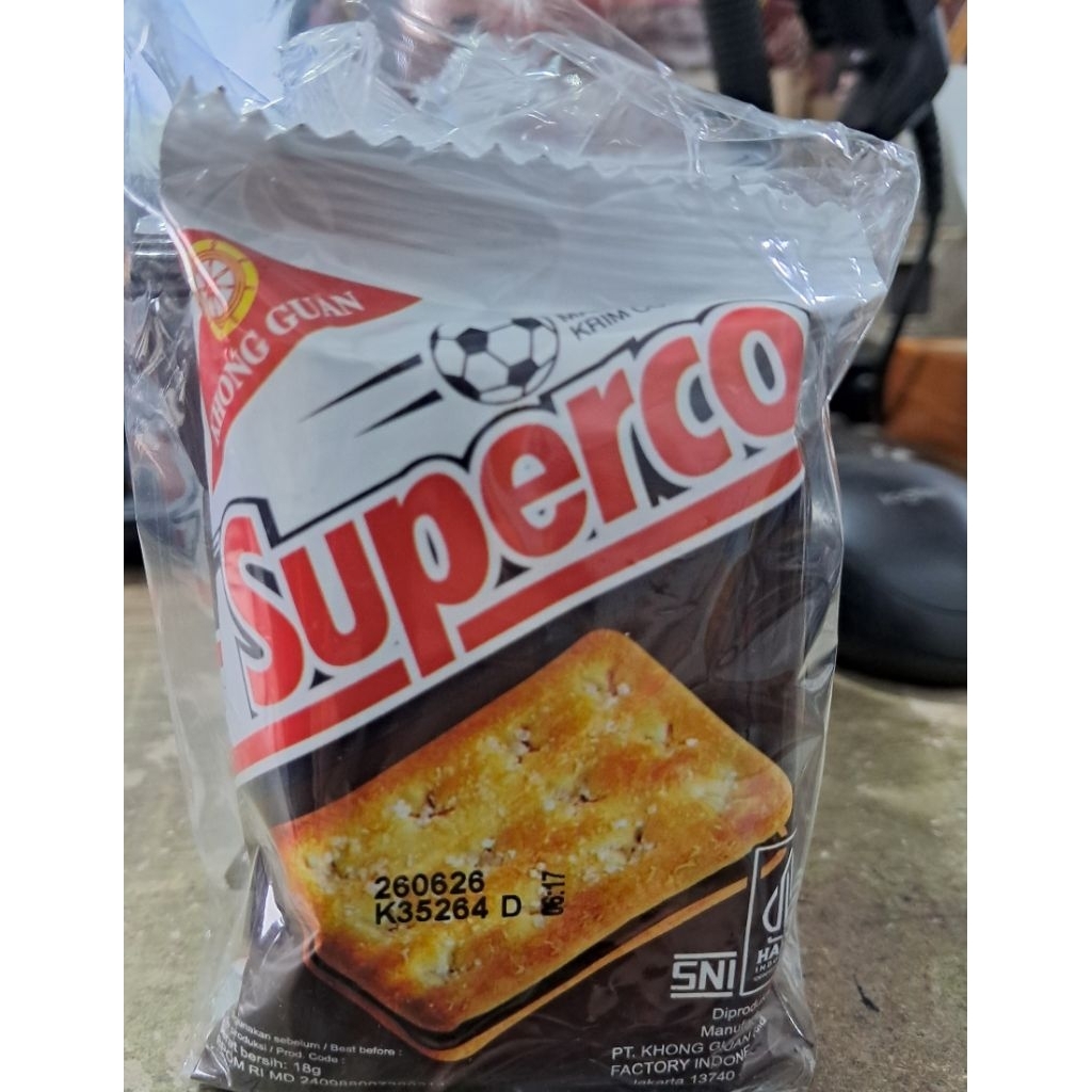 

Superco krim Cokelat .Khong Guan.18gx10bungkusx12renteng (120 bungkus)