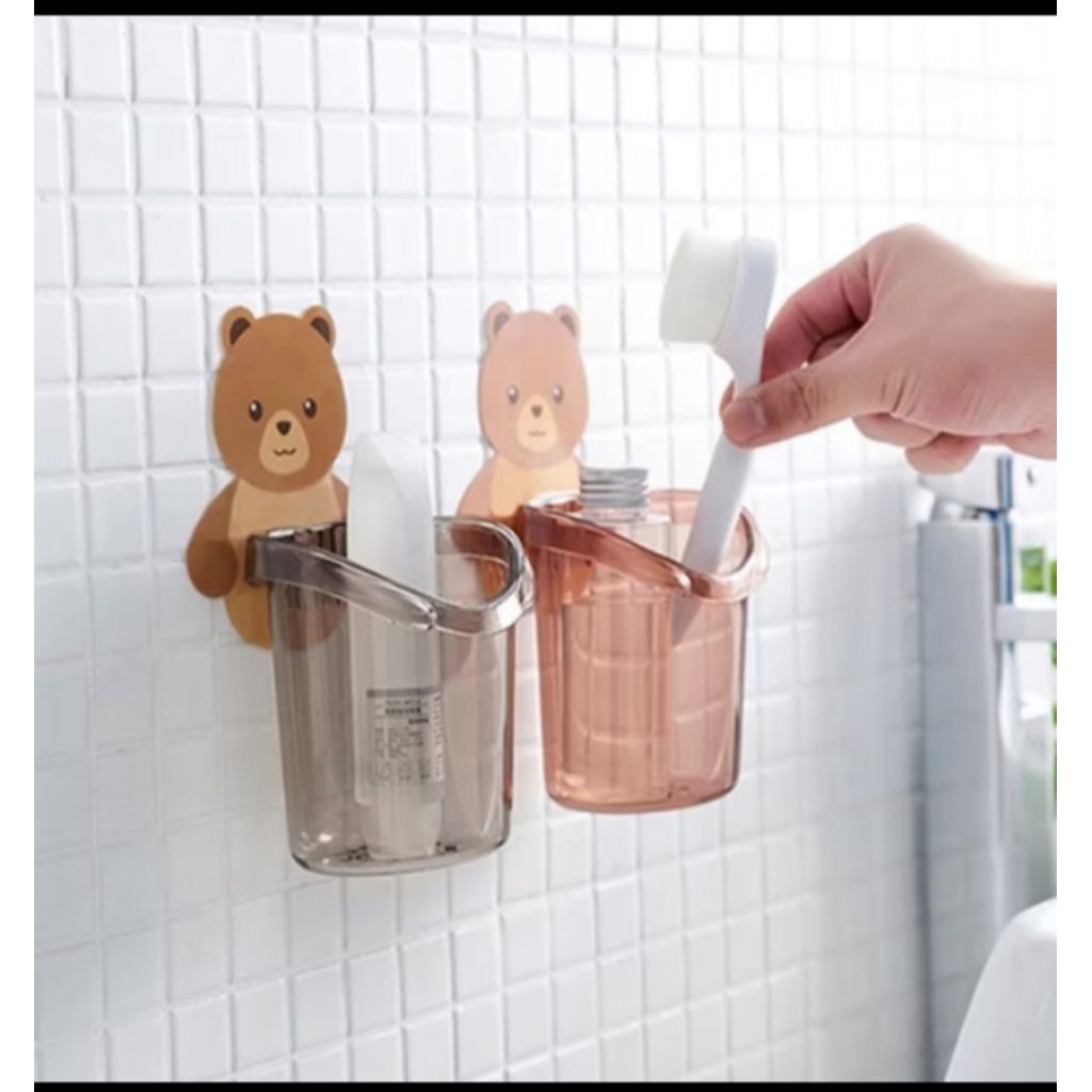 Tempat sikat gigi bear / tempat sikat gigi lucu / tempat sikat gigi tempel
