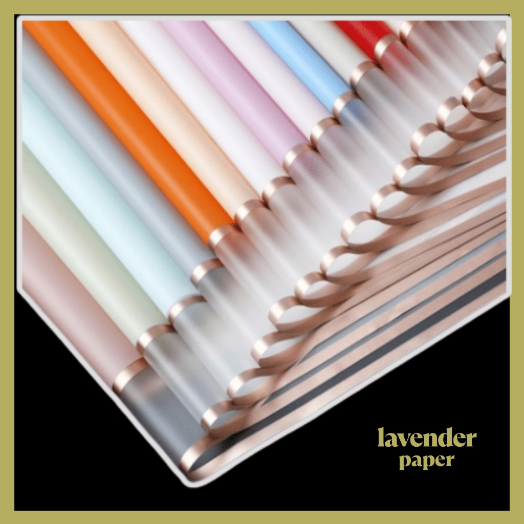 

Flower Wrapping Paper Transparent Gold Frame Double List Waterproof Cellophane KB085