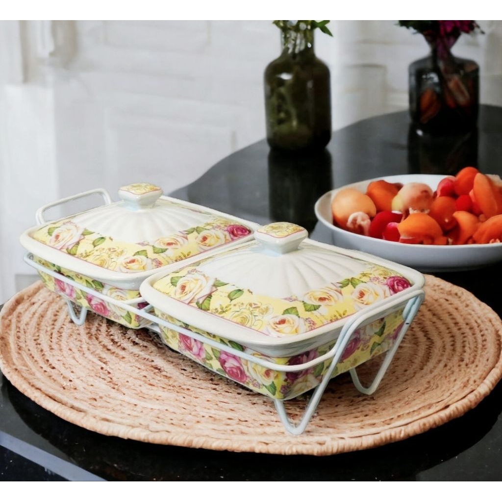 Wadah saji Vicenza Ha43 MAWAR, FOOD WARMER Persegi Clara, PENGHANGAT MAKANAN perangkat makan (Food d