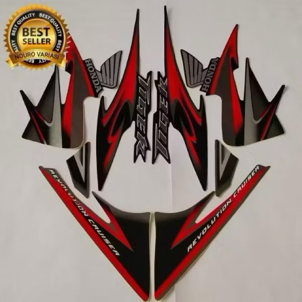 STIKER STRIPING LIS LES POLET BODY MOTOR HONDA TIGER REVO 2013 warna merah hitam