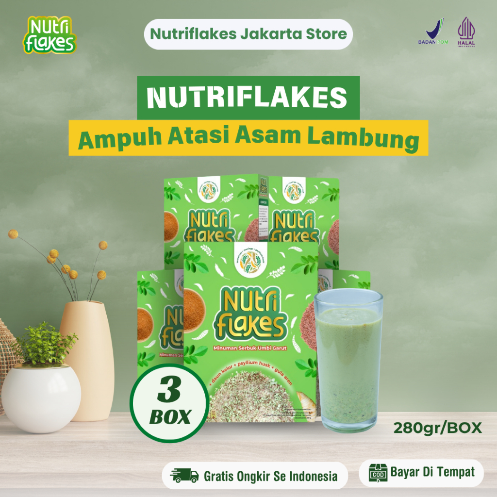 

Nutriflakes Sereal Umbi Garut Mengatasi Asam Lambung, Maag dan Gerd Original 5 Box