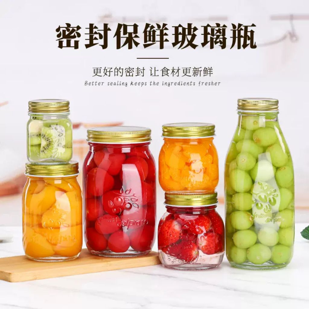Toples Kaca Jar Mini Tutup | Toples Kaca Madu | Toples Kaca Serbaguna 150ml,250ml,500ml,1000ml