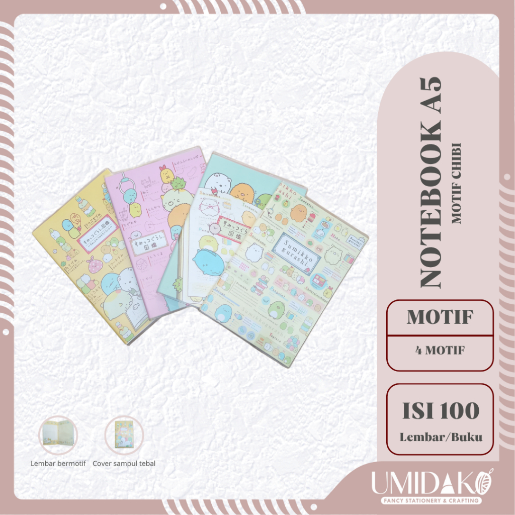 

[UMIDAKO] NOTEBOOK SUMIKOGARASHI | NOTEBOOK LUCU VIRAL | NOTEBOOK A5 VIRAL MOTIF CHIBI JEPANG LUCU LEMBAR BERMOTIF | NOTEBOOK UKURAN A5 GARIS MOTIF KARAKTER LUCU ISI 100 LEMBAR COVER SAMPUL TEBAL
