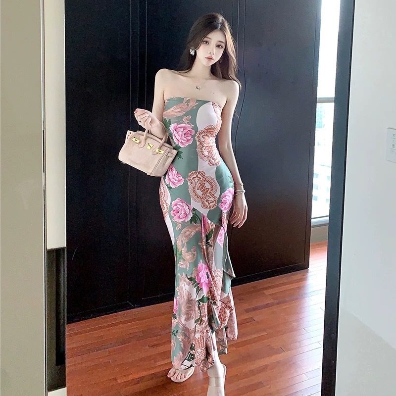 Bohemian Dress Vintage Wanita Panjang Korean Style Summer Bodycon Dress Big Size Long Dress Formal