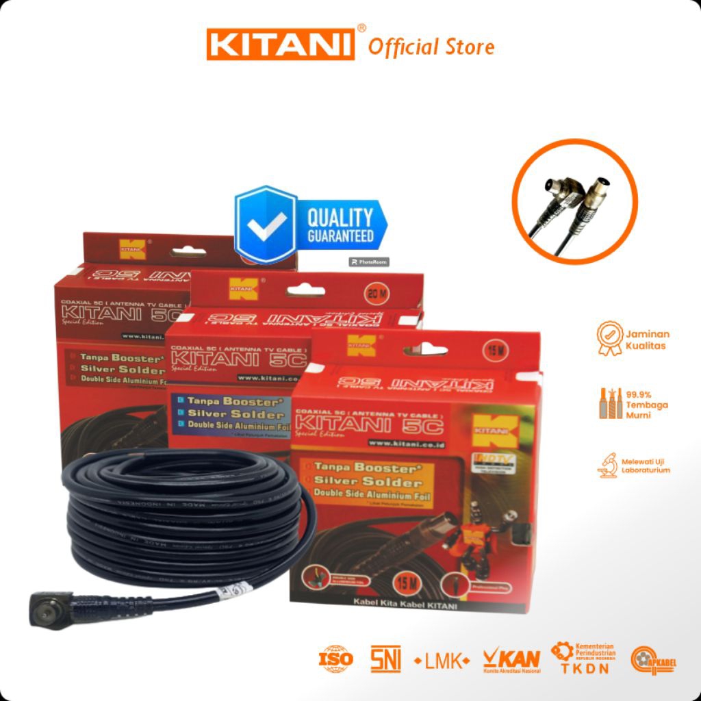 Kabel Antena TV Kitani 5C + jack 15 Meter / Kabel TV Kitani 15Meter