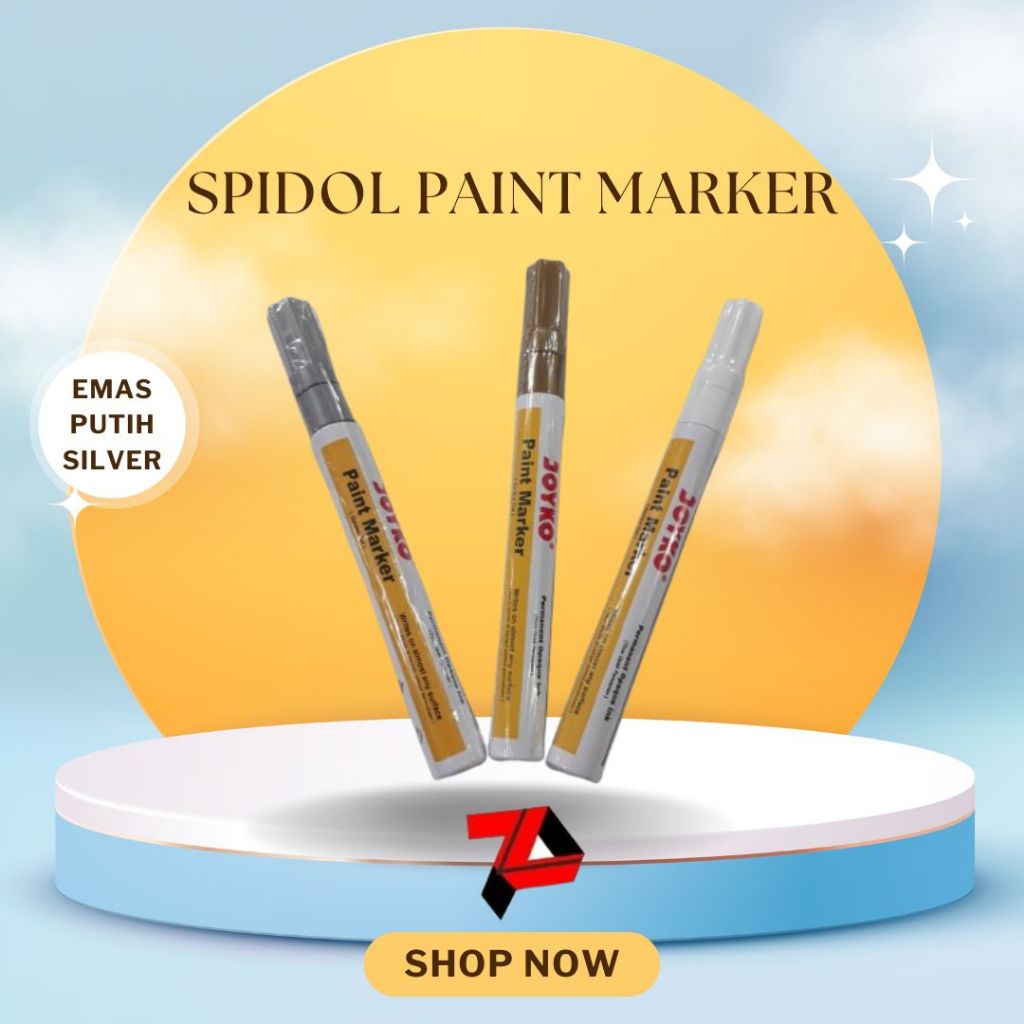 

Spidol Paint Marker warna putih/ emas/ silver Joyko permanent (ECER)