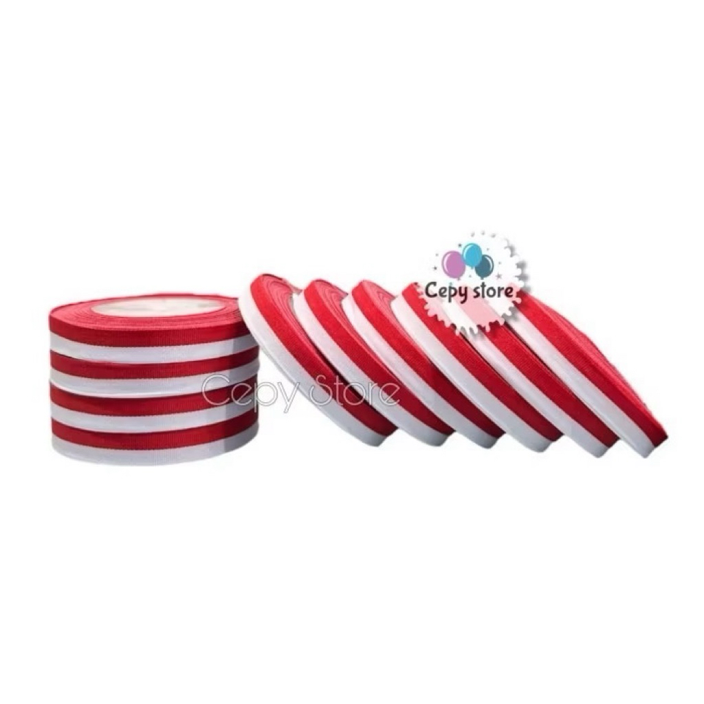 

Pita Satin Merah Putih Ukuran 0,5 inch / Pita Merah Putih 1,27 cm - SATUAN