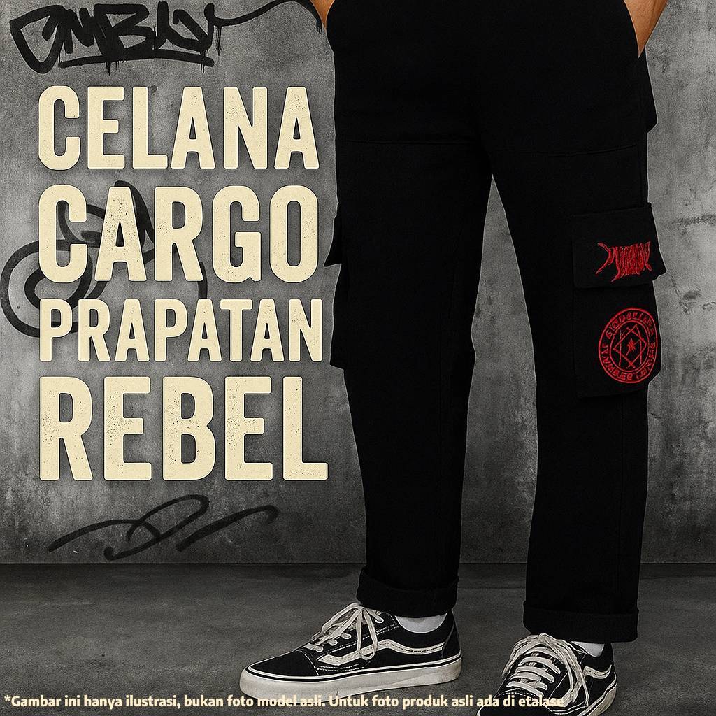 [Katalog 2] Celana Cargo Panjang PRAPATAN REBEL – Gaya Punk Rebel Streetwear