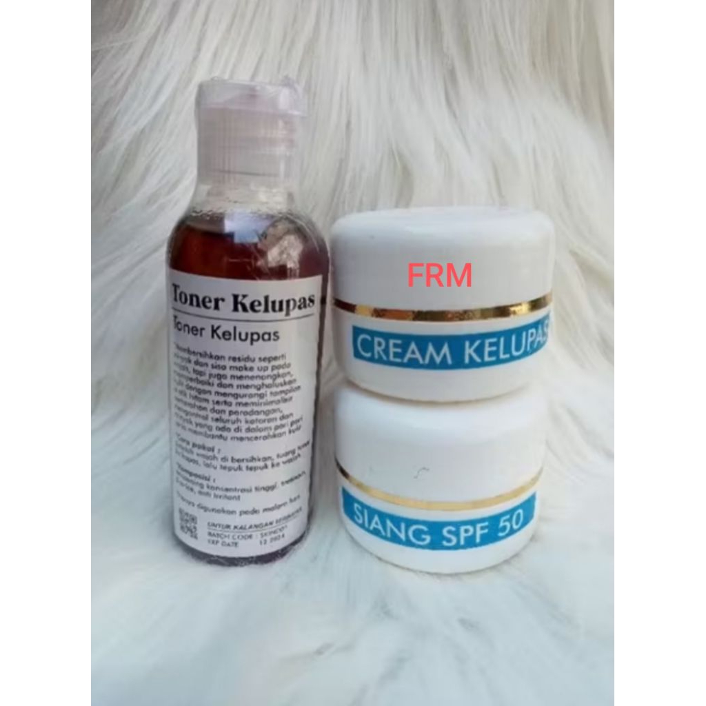 Paket 3 cream kelupas/cream siang spf/toner kelupas coklat/