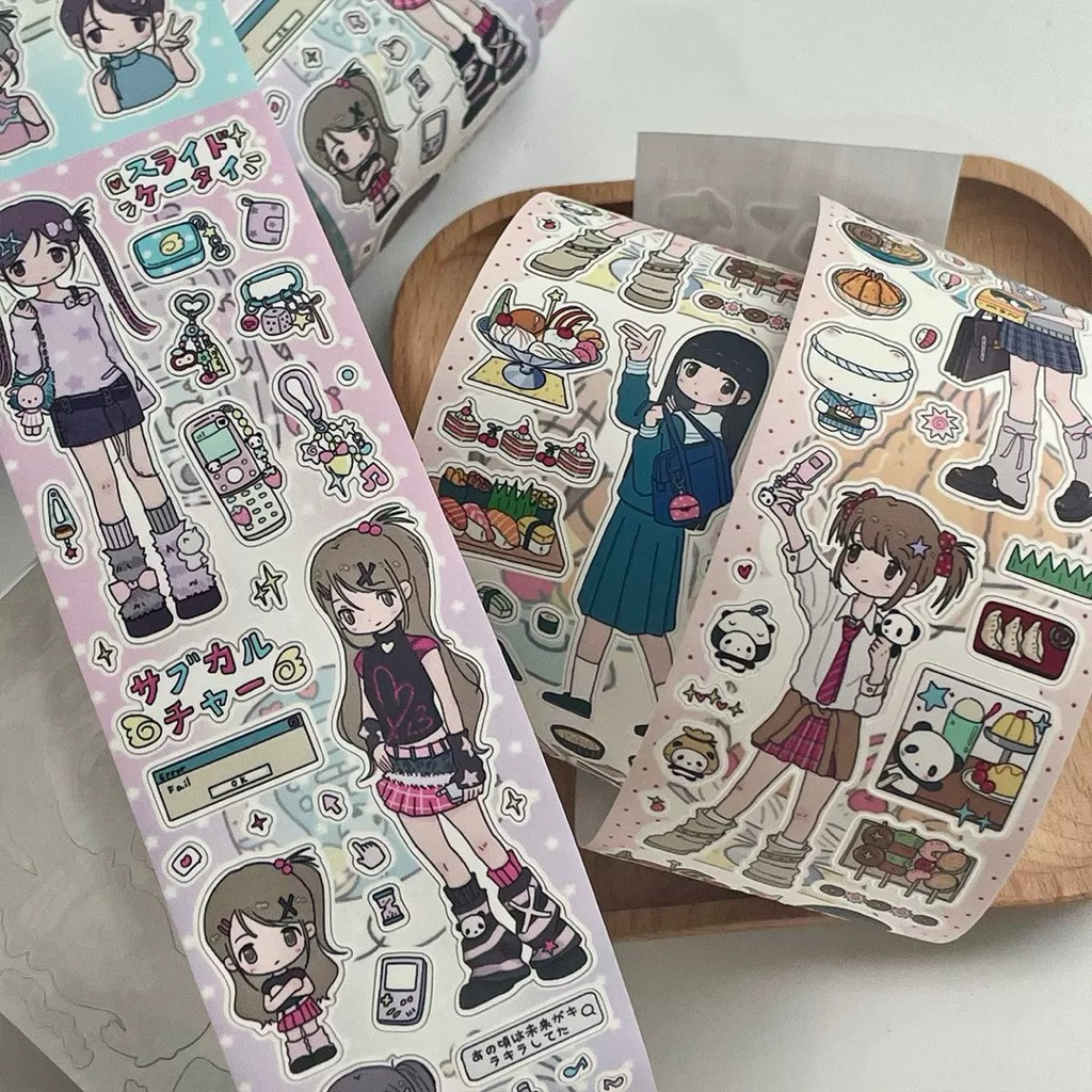 

[35cm] School Fashion Y2K Girls share sticker roll - stiker deco bujo journaling journal lucu
