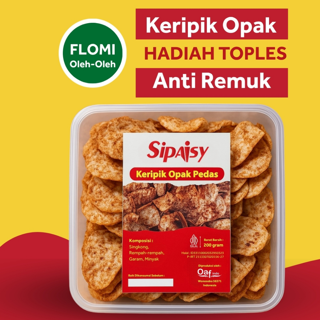 

Keripik Opak Pedas Sipaisy Kemasan Toples Anti Remuk Aman Pengiriman