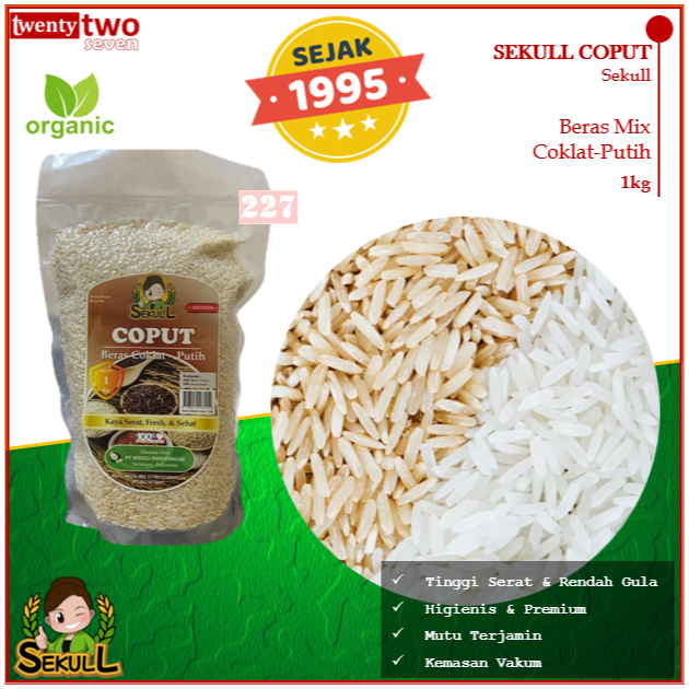 

[SPECIAL PROMO LIVE] Sekull Coput Beras Mix Sehat Coklat Putih 1kg Organik Kementan Sejak 1995