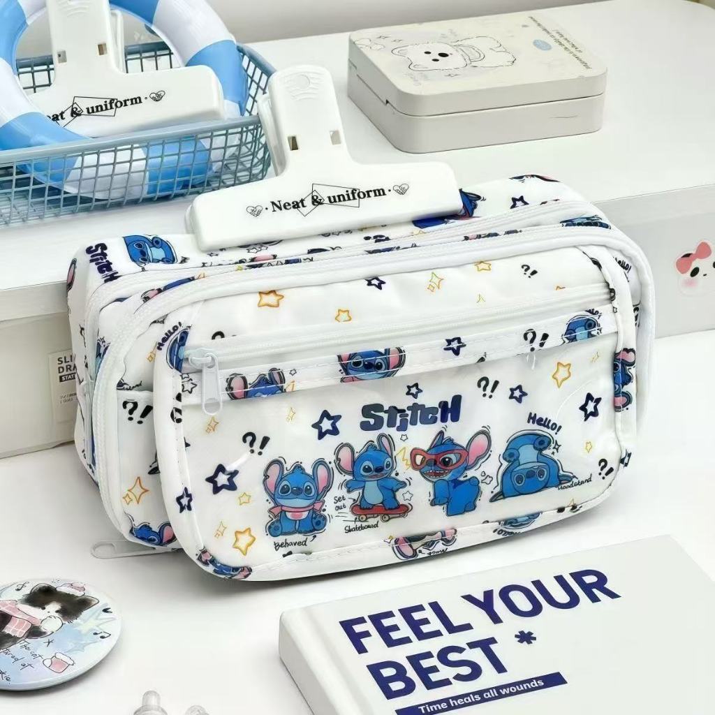 

Stitch Flip Cute Stationery Box Pen Bag Student Stationery Storage Bag