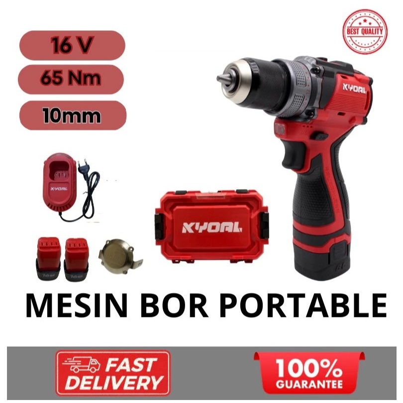 Mesin Bor Charge 2Baterai Cordless Drill Brushless Mesin Bor Cas 16volt Multifungsi - KY-1601