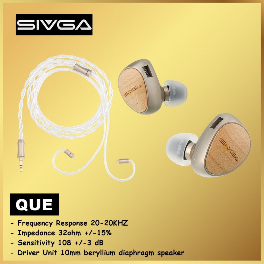 Sivga Que / Que UTG Flat Glass Diaphragm In Ear Monitor IEM Earphone With a Dynamic Driver