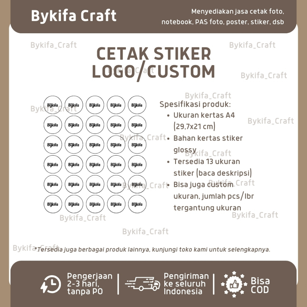 

[BYKIFA] CETAK STIKER LOGO CUSTOM A4 GLOSSY