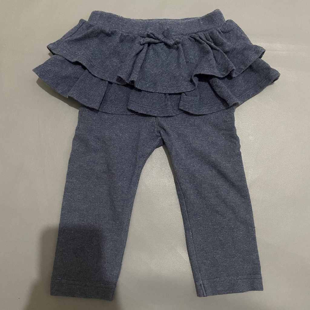 ANAK K416 (UNIQLO ORI, PRELOVED) Celana Rok Tumpuk Rempel Legging Panjang Pinggang Karet Melar Stret