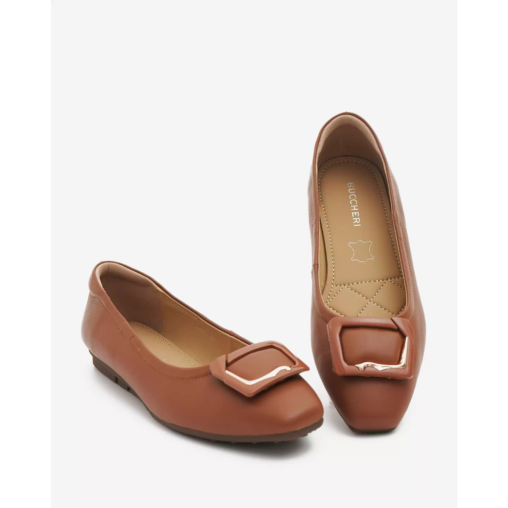 BUCCHERI VIOLETTA Sepatu Flat Wanita Casual-bm1001-Tan