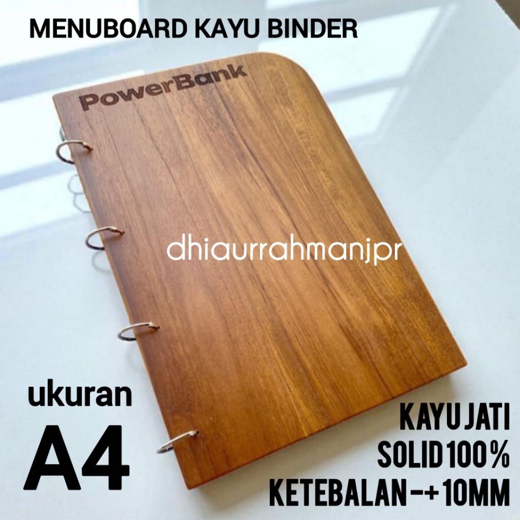 

Cover Buku Menu kayu Binder A4 Papan Menu Bahan Kayu Jati Solid Free Grafir