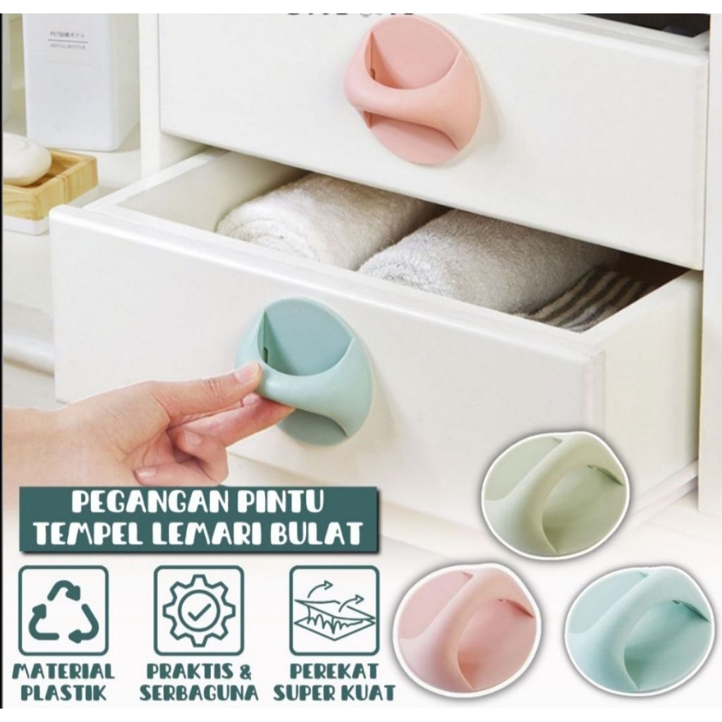 Pegangan Gagang Pintu Tempel Bulat / Pegangan Tempel Untuk Laci Lemari