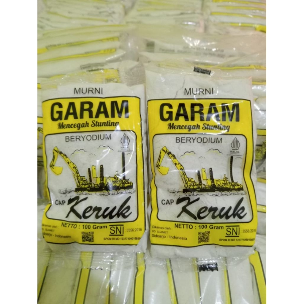 

garam halus beryodium cap keruk kemasan 100gr (isi 10pcs)