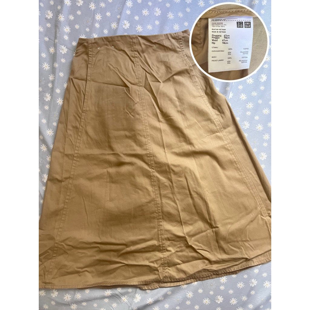 PRELOVED Rok Midi Flare Katun Uniqlo